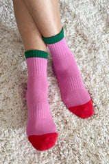 Le Bon Shoppe Color Block Girlfriend Socks Women Rose Green