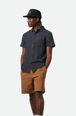 Brixton Charter Organic Cotton Linen Blend SS Shirt Men Washed Black