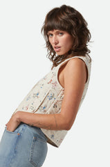 Brixton Field Floral Quilted Vest Women Whitecap Hazelnut Ditsy Floral