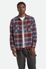 Brixton Bowery LS Flannel Men Mood Indigo Port Saffron