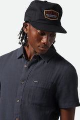 Brixton Charter Organic Cotton Linen Blend SS Shirt Men Washed Black
