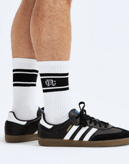 Reigning Champ Stripe Crew Sock Men White/Black
