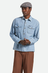 Brixton Herringbone LW Relaxed Overshirt Men Light Wash Denim Herringbone