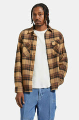 Brixton Bowery LS Flannel Men Tiger’s Eye Pinecone Brown Washed Black