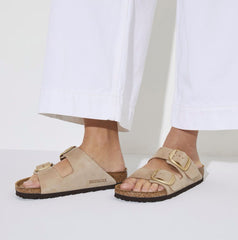Birkenstock Arizona Big Buckle Nubuck Narrow Fit Women Sandcastle