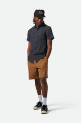 Brixton Charter Organic Cotton Linen Blend SS Shirt Men Washed Black