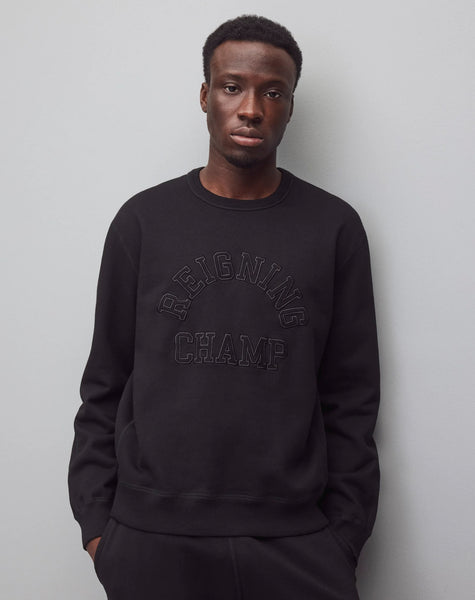 Reigning Champ Midweight Terry Arch Logo Standard Crewneck Men Black