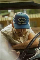 Brixton Ford Built Tough Trucker Hat Ford Blue Wimbledon White