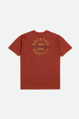 Brixton Oath V S/S Standard Tee Men Barn Red Antelope Ombre Blue