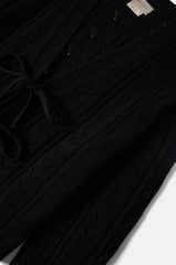 Brixton Cropped Pointelle Tie Cardigan Women Black