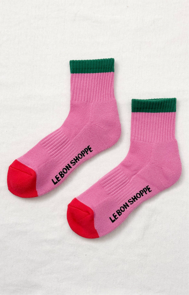 Le Bon Shoppe Color Block Girlfriend Socks Women Rose Green