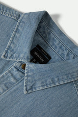 Brixton Herringbone LW Relaxed Overshirt Men Light Wash Denim Herringbone