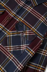 Brixton Bowery LS Flannel Men Mood Indigo Port Saffron