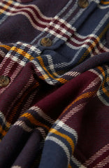 Brixton Bowery LS Flannel Men Mood Indigo Port Saffron