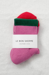 Le Bon Shoppe Color Block Girlfriend Socks Women Rose Green
