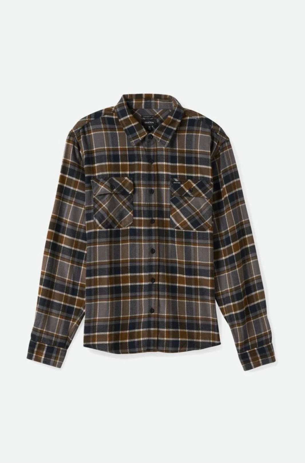 Brixton Bowery LS Flannel Men Black Desert Palm Beige