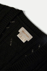 Brixton Cropped Pointelle Tie Cardigan Women Black