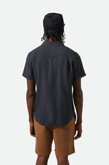 Brixton Charter Organic Cotton Linen Blend SS Shirt Men Washed Black