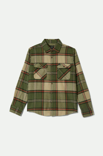 Brixton Bowery LS Flannel Men Wild Green Elm Adrenaline Rush