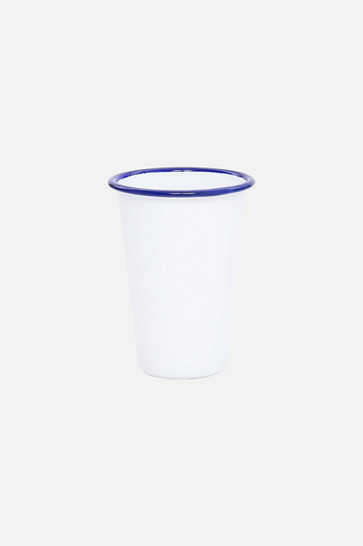 Crow Canyon Home Vintage Enamelware 14 oz Tumbler Blue Rim