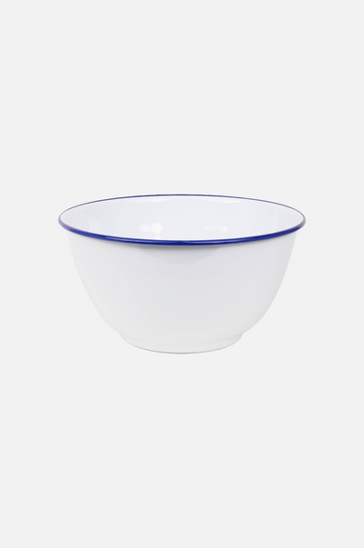 Crow Canyon Home Vintage Enamelware Large Salad Bowl Blue & White