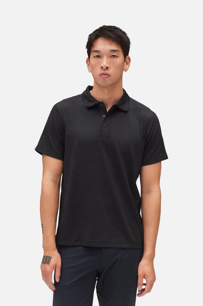 Reigning Champ Solotex Mesh Tiebreak Polo Men Heather Black