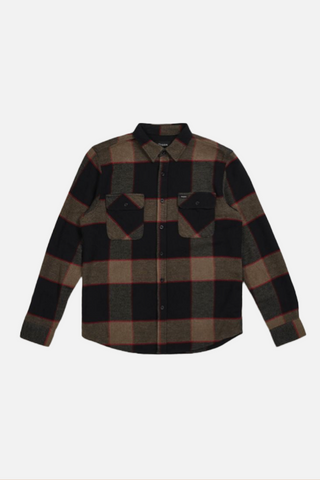 Brixton Bowery LS Flannel Men Heather Grey-Charcoal