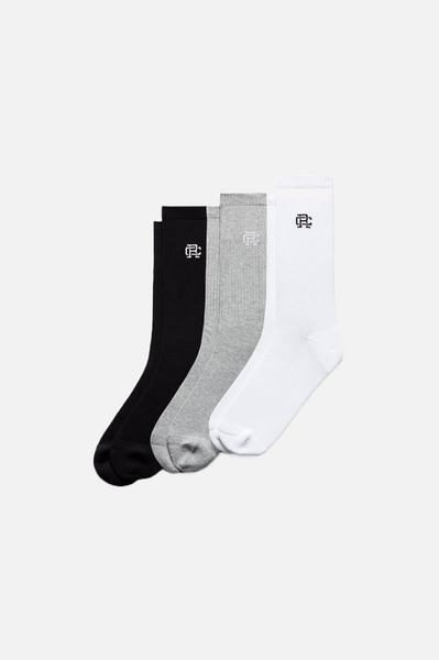 Reigning Champ 3-Pack Classic Crew Sock Men Multi