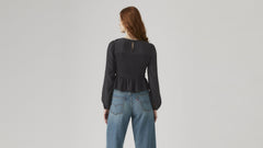 Levi's Fleur Smocked Top Women Anthracite Night Crepe