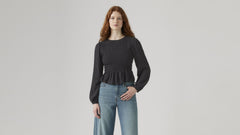 Levi's Fleur Smocked Top Women Anthracite Night Crepe