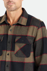 Brixton Bowery LS Flannel Men Heather Grey-Charcoal