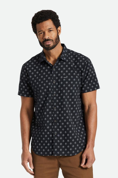 Brixton Charter Print Woven SS Men Black/Off White Geo