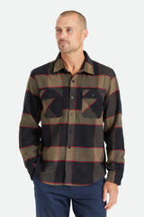 Brixton Bowery LS Flannel Men Heather Grey-Charcoal