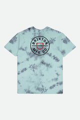 Brixton Crest II S/S Standard Tee Men Teal/Black Cloud Wash