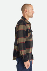 Brixton Bowery LS Flannel Men Heather Grey-Charcoal