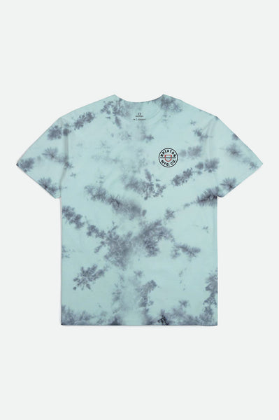 Brixton Crest II S/S Standard Tee Men Teal/Black Cloud Wash