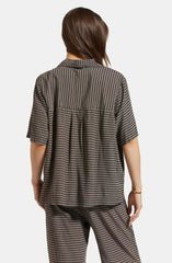 Brixton Hudson Lounge S/S Woven Shirt Women Washed Black Cinder Grey Diamond Check