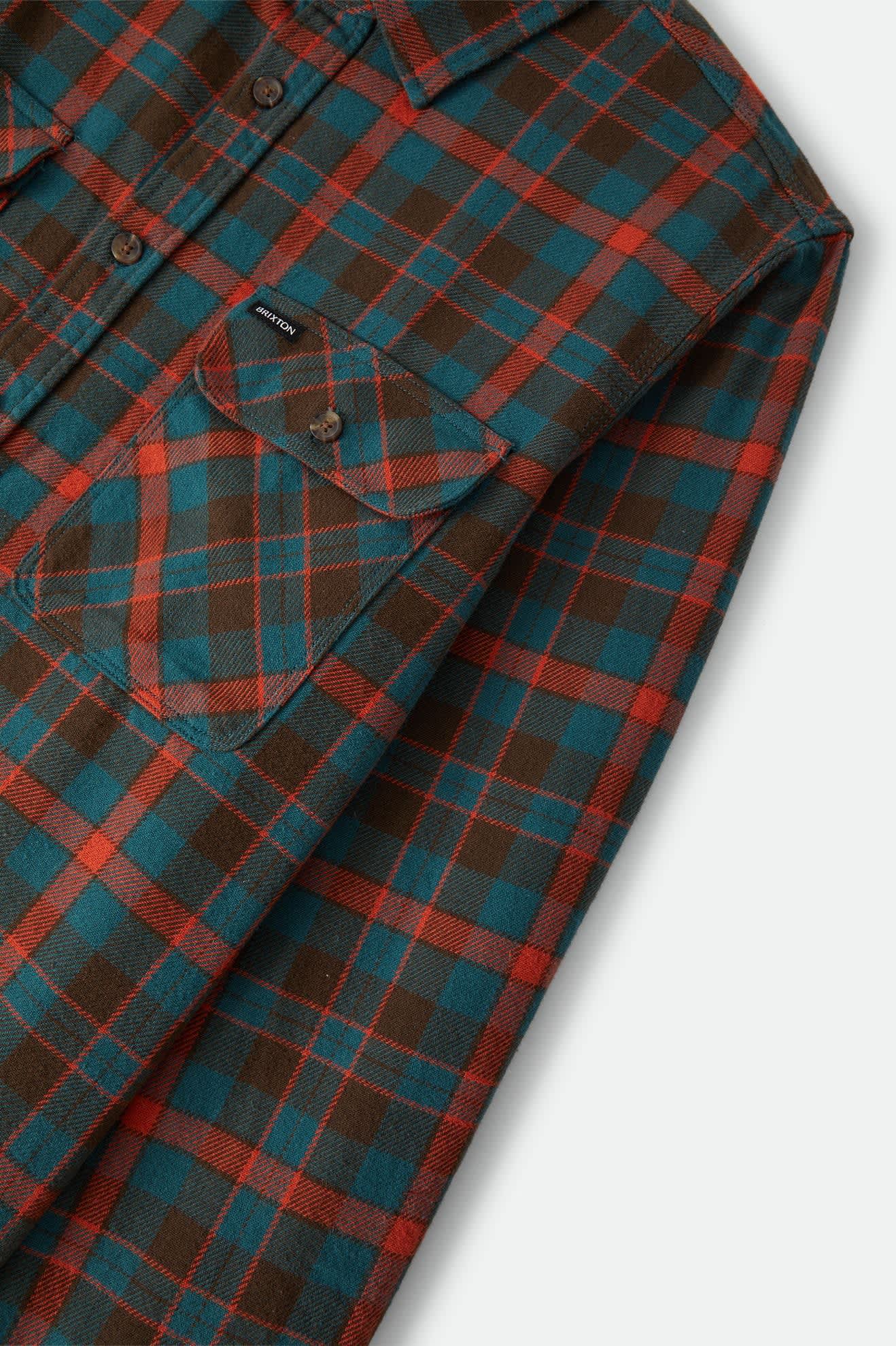 Brixton Bowery Flannel Men Walnut Brown/Ultra Marine