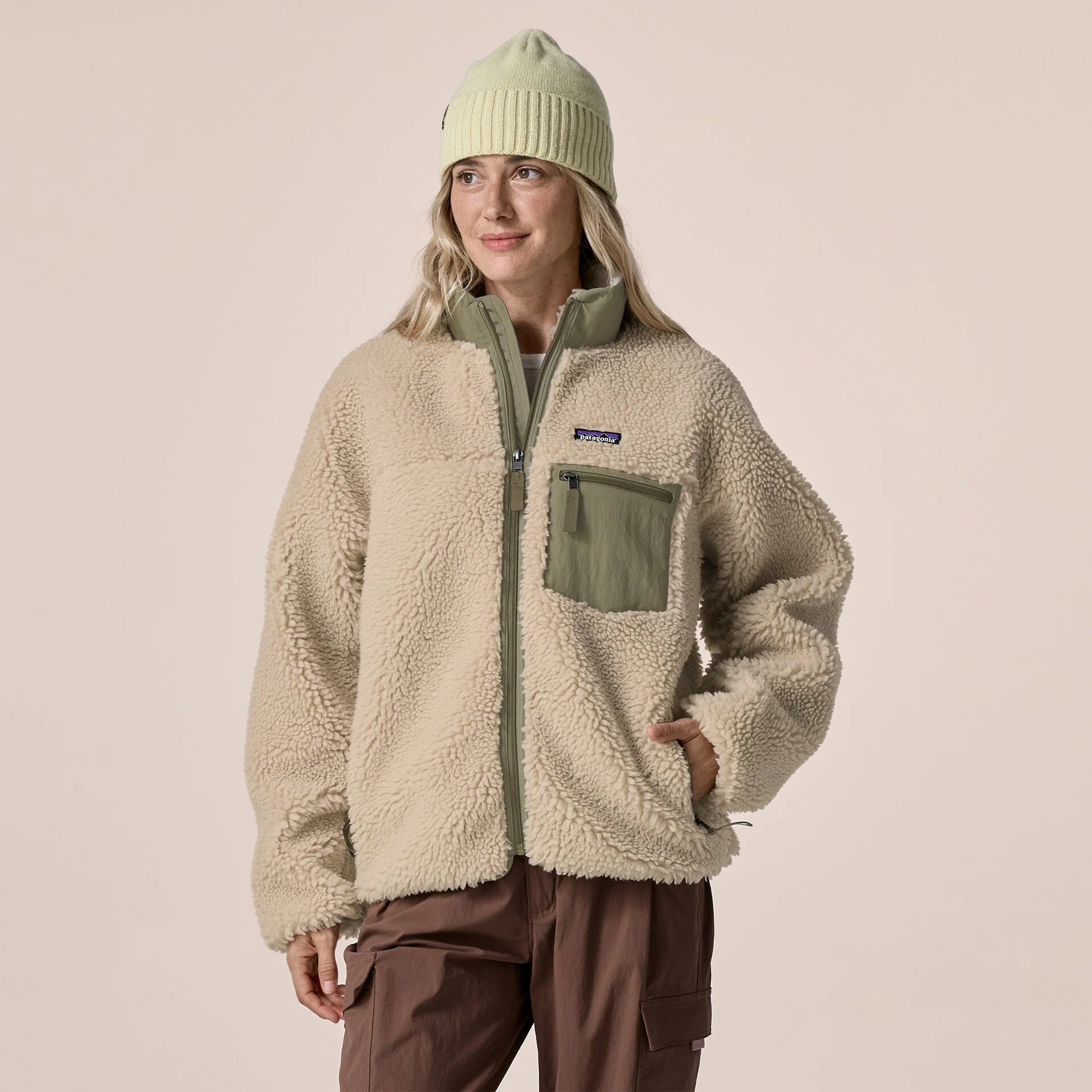 Patagonia Classic Retro-X® Fleece Jacket Women Dark Natural w/River Rock Green