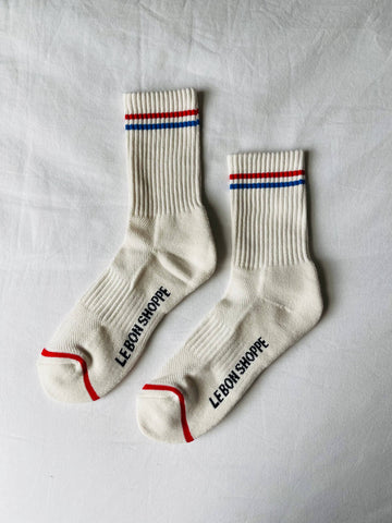 Le Bon Boyfriend Socks: Milk