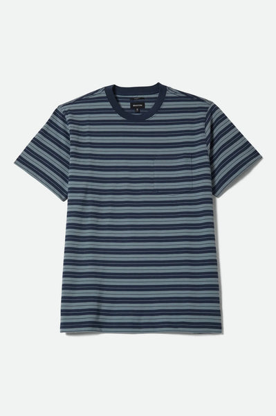 Brixton Nova Stripe S/S Tee Mens Midnight Blue/Future Grey Worn Wash
