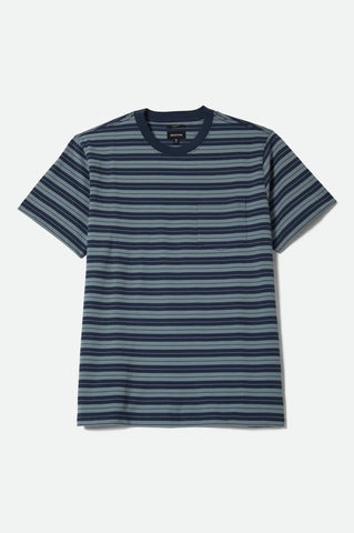 Brixton Nova Stripe S/S Tee Mens Midnight Blue/Future Grey Worn Wash