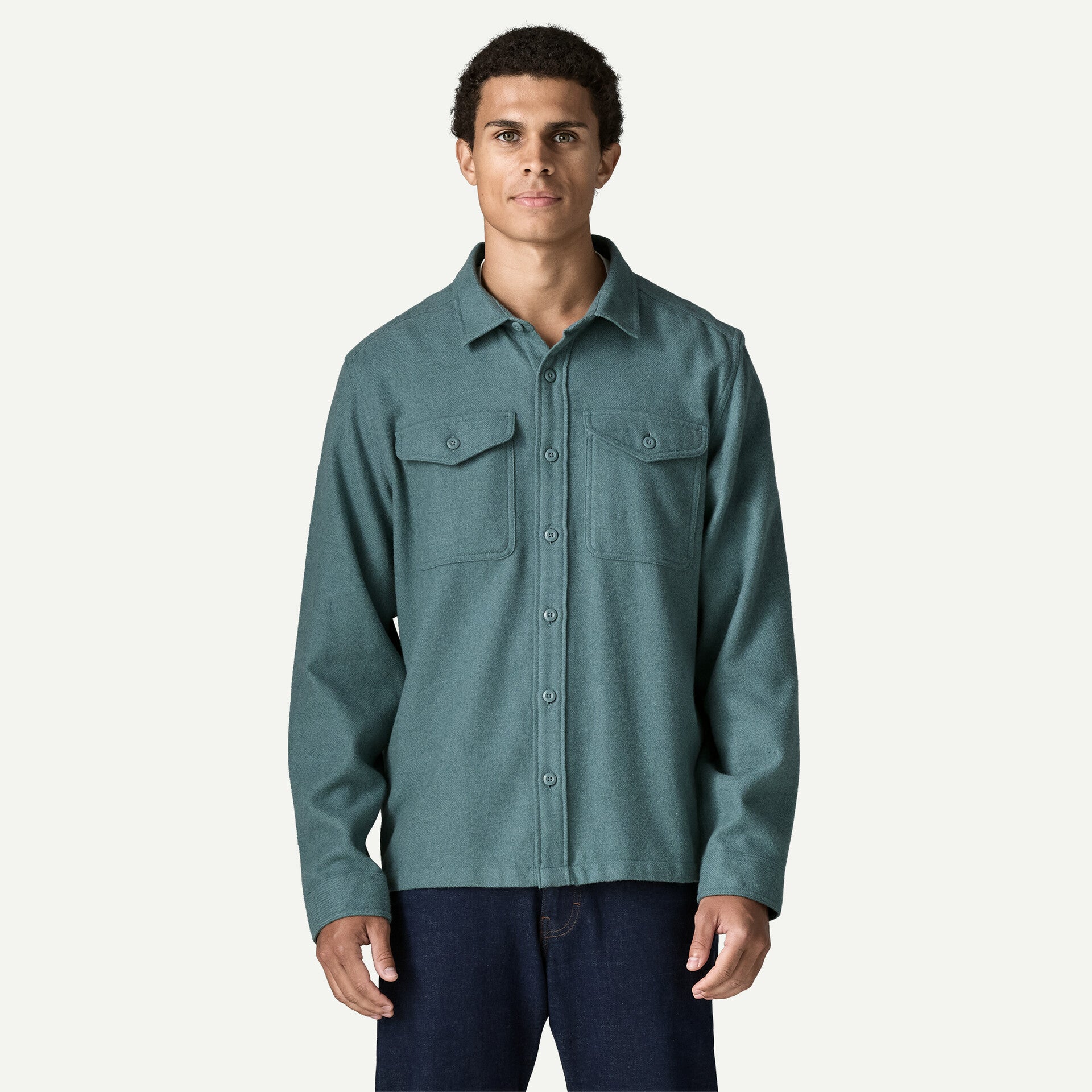 Patagonia Fjord Flannel Shirt Men Whole Weave Blue Sage
