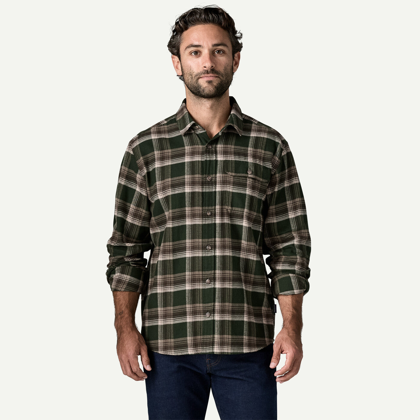 Patagonia M's L/S LW Fjord Flannel Shirt Men Cozy Cabin: Treeline Green
