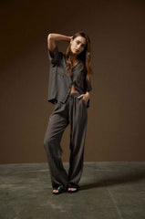 Brixton Hudson Lounge Pant Women Washed Black Cinder Grey Diamond Check