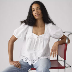 Levi's Darling SS Cutwork Blouse Women Bright White