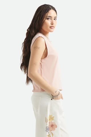 Brixton Carefree Organic Garment Dye Muscle Tank Women Silver Pink