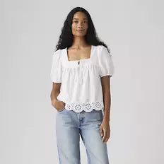 Levi's Darling SS Cutwork Blouse Women Bright White