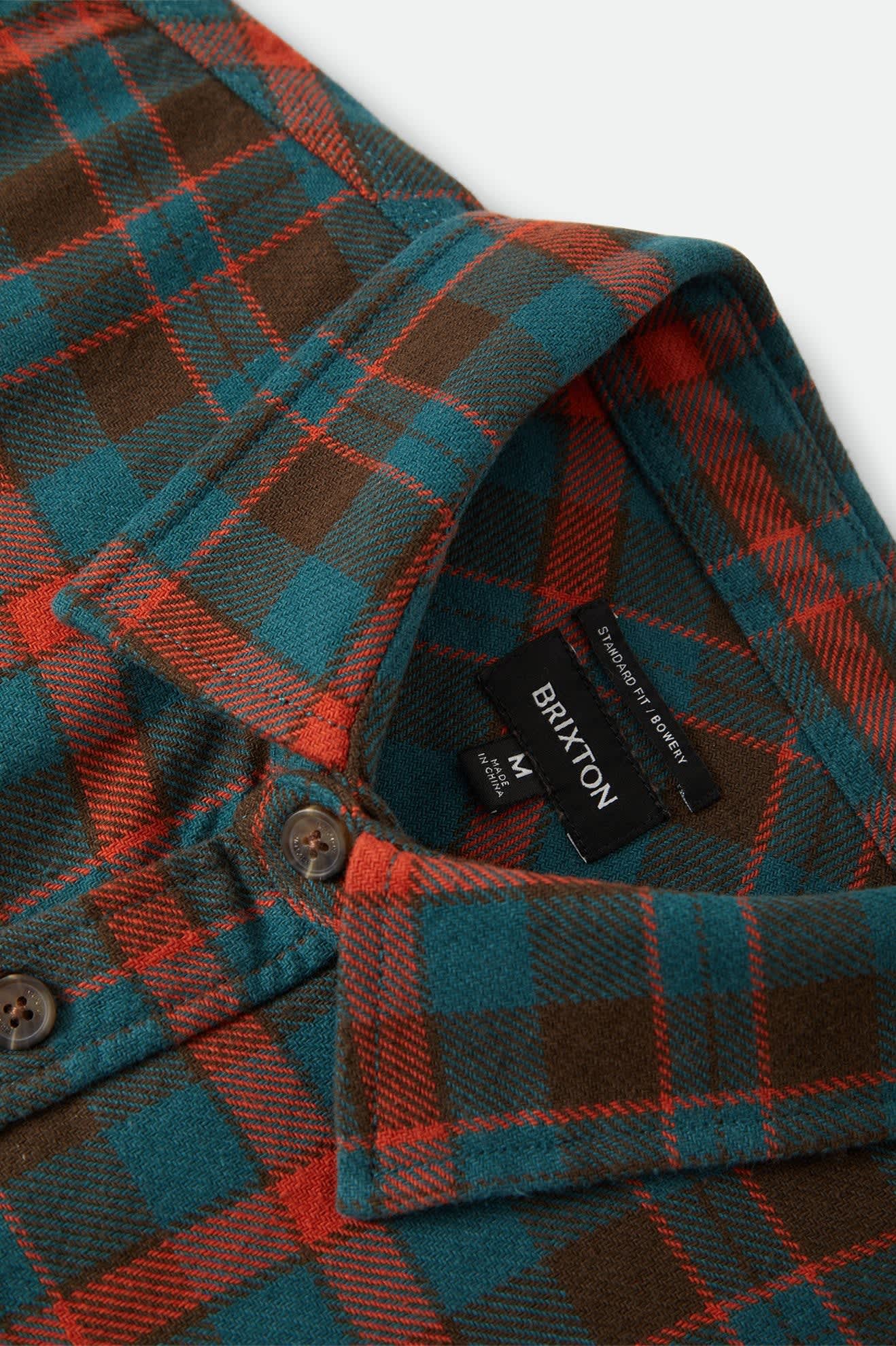 Brixton Bowery Flannel Men Walnut Brown/Ultra Marine