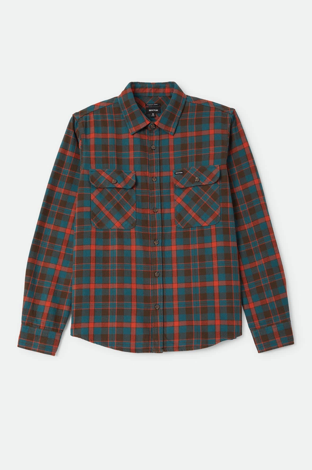 Brixton Bowery Flannel Men Walnut Brown/Ultra Marine
